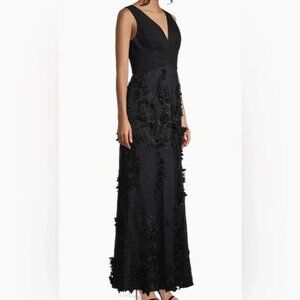 Aidan Mattox Embroidered Floral Applique Gown